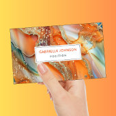 Carte De Visite Marbre agate orange vert pailleté or
