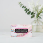 Carte De Visite Marbre Agate Populaire Blue Rose Gold Collection (Debout devant)