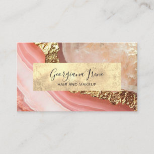 Carte De Visite Marbre Agate Rose Doré Élégant