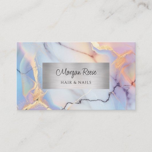 Carte De Visite Marbre & Argent, Code QR (Devant)