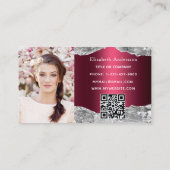 Carte De Visite Marbre argenté bordeaux en marbre QR code photo (Dos)