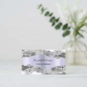 Carte De Visite Marbre argenté violet marbre QR code photo (Debout devant)