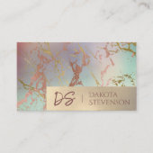 Carte De Visite Marbre beige élégant | Sage et Rose Monogramme or (Devant)