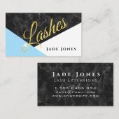 Carte De Visite Marbre Black Gold Blue Lashes Beauty Make Up (Devant / Derrière)