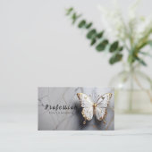 Carte De Visite Marbre blanc à papillon d'or (Debout devant)