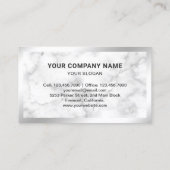 Carte De Visite Marbre blanc Acier Argent Photo Agent Immobilier (Dos)