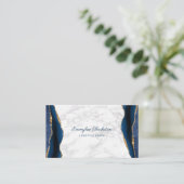 Carte De Visite Marbre blanc avec Agate Blue Gold (Debout devant)