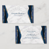 Carte De Visite Marbre blanc avec Agate Blue Gold (Devant / Derrière)