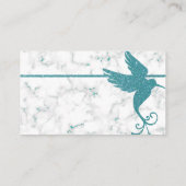 Carte De Visite Marbre blanc avec le colibri turquoise de parties (Dos)
