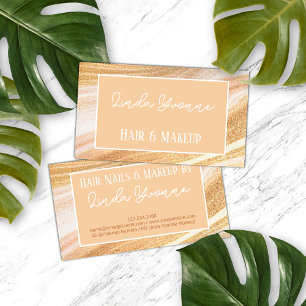 Carte De Visite Marbre blanc beige or jaune Agate Art Motif