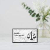Carte De Visite Marbre blanc Black Justice Scale Avocat Attorney (Debout devant)