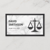 Carte De Visite Marbre blanc Black Justice Scale Avocat Attorney (Devant)
