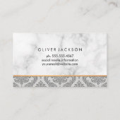 Carte De Visite Marbre blanc blanc en cuir Damas Trier (Dos)