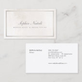 Carte De Visite Marbre blanc brossé luxueux et bordure en argent (Devant / Derrière)