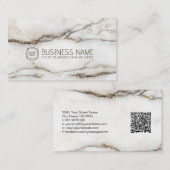 Carte De Visite Marbre blanc classique élégant (Devant / Derrière)