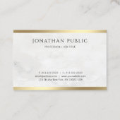 Carte De Visite Marbre blanc créatif Modèle d'apparence or moderne (Devant)