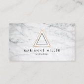 Carte De Visite Marbre blanc de logo Edgy Rose Gold Triangle (Devant)