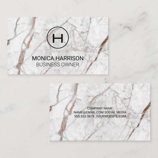 Carte De Visite Marbre blanc de luxe (Devant / Derrière)