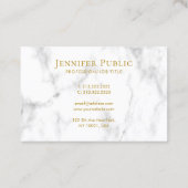 Carte De Visite Marbre blanc de texte en or élégant et moderne per (Dos)