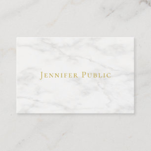 Carte De Visite Marbre blanc de texte Gold moderne Modèle minimal