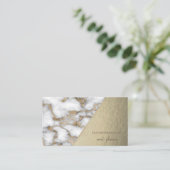 Carte De Visite Marbre blanc d'or moderne et élégant, Géométrique (Debout devant)