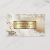 Carte De Visite Marbre blanc d'or QR Code moderne élégant (Devant)