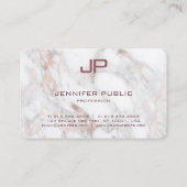 Carte De Visite Marbre blanc d'or Rose Monogramme moderne (Dos)