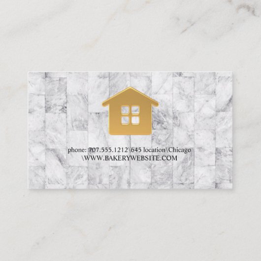 Carte De Visite marbre blanc doré maison design service de nettoya (Dos)
