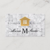 Carte De Visite marbre blanc doré maison design service de nettoya (Devant)