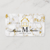 Carte De Visite marbre blanc doré maison design service de nettoya (Devant)
