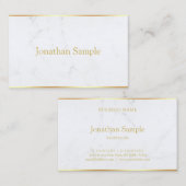 Carte De Visite Marbre blanc élégant Gold Name Modèle moderne (Devant / Derrière)