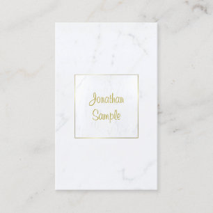 Carte De Visite Marbre blanc élégant Gold Script Modèle de luxe