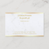 Carte De Visite Marbre blanc élégant Gold Text Modèle Moderne (Dos)