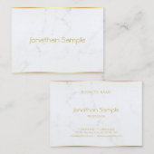 Carte De Visite Marbre blanc élégant Gold Texte Modèle moderne (Devant / Derrière)