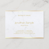 Carte De Visite Marbre blanc élégant Gold Texte Modèle moderne (Dos)