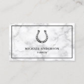Carte De Visite Marbre blanc élégant moderne Horseshoe Farrier (Devant)