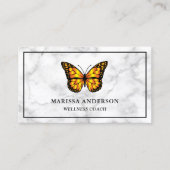 Carte De Visite Marbre blanc Élégant Monarque Orange Papillon (Devant)