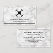 Carte De Visite Marbre blanc élégant Photographie moderne de drone (Devant / Derrière)