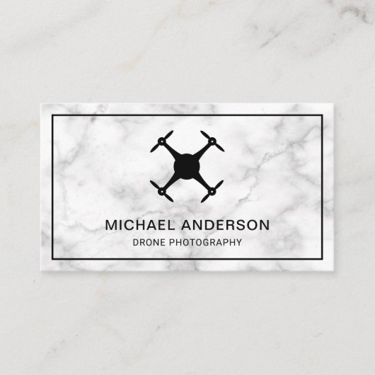 Carte De Visite Marbre blanc élégant Photographie moderne de drone (Devant)