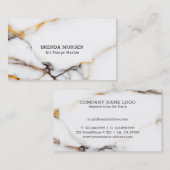 Carte De Visite Marbre blanc et beige de luxe (Devant / Derrière)