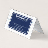 Carte De Visite Marbre Blanc Et Bleu Pierre Marine Cadre Bleu (Dos)