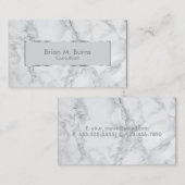 Carte De Visite Marbre blanc et gris et design argenté métallique (Devant / Derrière)