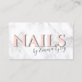 Carte De Visite Marbre blanc et ongles de typographie rose vif (Devant)