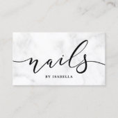 Carte De Visite Marbre blanc et ongles roses bleus minimes (Devant)