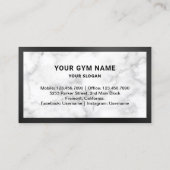 Carte De Visite Marbre blanc Fitness Personal Trainer Photo (Dos)