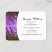 Carte De Visite Marbre blanc foncé violet et or avec initiales (Dos)