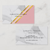 Carte De Visite Marbre blanc géométrique et chic moderne (Devant / Derrière)