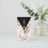 Carte De Visite Marbre blanc géométrique moderne Or, Ciseaux (Debout devant)