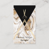 Carte De Visite Marbre blanc géométrique moderne Or, Ciseaux (Devant)