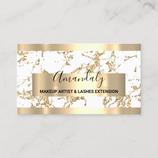 Carte De Visite Marbre blanc Gold Frame Event Planner Qr Code (Devant)